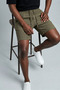 Men's Raw Linen Relaxed Fit Elastic Waist Linen Shorts K4003Kş - 4