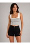 Striped Square Collar Crop