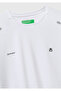 Men's White Reflective Printed Logo Crew Neck T-Shirt - 3