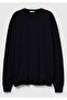 Men's Black 100% Cotton Crew Neck Sweatshirt - 2