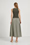 Women's Summer Sleeveless Stretchy Crew Neck Khaki Blouse - 5