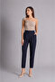 Women's Side Pocket Back Pocket Fleto Slim Fit Trousers Navy Blue - 2