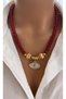 Gold Plated Burgundy Glass Beads Burgundy Dark Red Eye End Women's Necklace Gift Valentine's Mother's Day Gift in Gift Box - 4