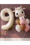 Safari Concept Cute Cow and Cream Color Number Balloon 9Th Birthday Set Safari Cow Concept Birthday Balloon