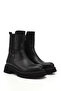 Women's Black Zippered Thick Heeled Boots - 3
