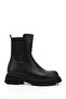 Women's Black Zippered Thick Heeled Boots