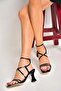 S997441008 Black Patent Leather Thick Heeled Women's Shoes - 2