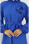 Rubber detailed belted dress 2063-05 cobalt blue - 5