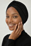 Cross Pleated Band Lined Black Ready-To-Wear Turban Hijab Pool Cap Suitable for Medical Use - 2
