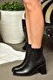R518101309 Black Thick Heeled Women's Boots - 5