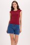 Women's Slim Fit Cotton Lycra Crew Neck Ay Kol Burgundy T-Shirt - 5