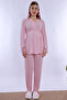 Cotton Maternity and Postpartum Pajama Set with Breastfeeding Feature – Elastic Waistband Effortt - Pink - 2