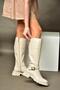 R518096809 Beige Zippered Low-Heeled Women's Boots - 4