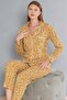 Boydan Buttoned Shawl Patterned Long Sleeved Pajama Set 09-254 - 2