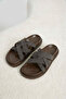 Women's Bitter Brown Comfortable Fit Soft Sole Cross-Striped Slippers - 2