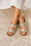Luxe Women's Snake Patterned Double Buckle Anatomical Cork Sole Comfortable Stylish Slippers - 3