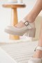 Helen Premium Women's Beige Patent Leather Wedge Heeled Shoes - 4