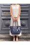 Women's Leather Shopper Large Shoulder Bag Navy Blue - Cnt2001 - 2