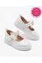 Girls' White Colorful Bow-Knot Shiny Glittery Stylish Ballet Flats