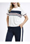 Women's Stripe Detailed Short Sleeve Premium Modal Top and Bottom Tracksuit Set - Anthracite - 3