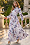 Patterned Hijab Dress Ecru 585 - 2