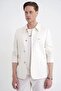 Slim Fit Shirt with Collar, Ribbed Cotton Woven Design, Ecru Shirt Jacket C 732 - 5