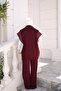 Plum Garnished Vest and Trouser Set - 5