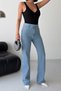 Women's Rhinestone Wide-Leg Light Blue Palazzo Denim Trousers - 6