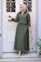 Zippered Khaki Hijab Skirt Double Set 44751Hk - 3