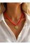 Neon Orange Fimo Necklace with Eye Detail |   Nazar Kolye |   Summer Necklace