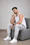 Men's Gray Sweatpants Jogger Skinny Leg Cotton Slim Fit - 6