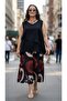 Elastic Waist Front Slit Capri Pants Japanese Sleeves Double Layered Blouse Plus Size Two-Piece Set - 7
