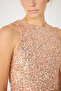Women's Pink Color Sequin Detailed Round Neck Sleeveless Blouse - 4