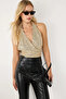 Women's Blouse with Gold Sequins V Neck Back Detail - 2