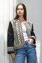 Black Women's Ethnic Embroidered Long Sleeve Knitwear Jacket Cardigan - 3