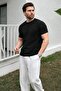 Black Crew Neck Ribbed Men's T-Shirt E7474