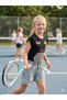 Girl's Mesh Pocket Detailed Blouse Mom Jeans Shorts Double Set - 2