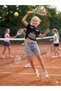 Girl's Mesh Pocket Detailed Blouse Mom Jeans Shorts Double Set - 4