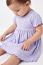 100% Cotton Collar Button Closure Baby Girl Dress - Lilac