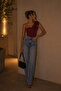 Flora Rose Detailed Sleeveless Burgundy Bodysuit