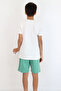 Boy's Shorts Set with Lettering Printed Shorts, Lacing Accessories, Pockets, Ages 8-14, Ecru - 2