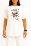 Oversized Feliz Navidad Yeni Yıl New Year's Eve Deer Snowman Chest Design Unisex T-Shirt - 2