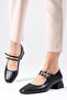 Giorgia Black Color Blunt Toe Women's Low Heel Shoes - 2