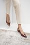 Milena Burgundy Color Patent Leather Metal Buckle Accessory Mini Heeled Women's Shoes - 6