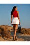 Neck Detailed Square Collar Ribbed Blouse Tr0278 Red - 3