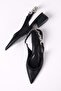 Sophie Black Color Open Back Stone Banded Women's Short Heeled Shoes - 8