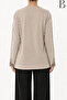 Stone Embroidered Cream Mother Combed Cotton Blouse with Tulle Detail on Collar and Sleeve End - 3