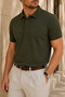 Men's Regular Fit Polo Neck Embroidered T-shirt Khaki - 3
