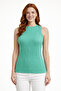 Square Collar Metal Buckle Detailed Ribbed Knitwear Blouse