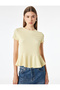 Bürümcük Fabric Textured Short Sleeve Crew Neck Peplum T-Shirt - 2